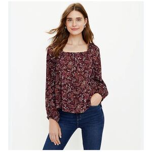 Floral Square Neck peplum Blouse size medium